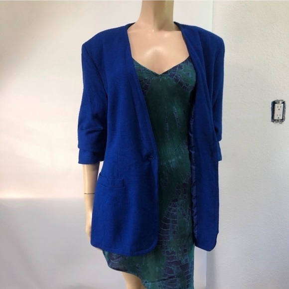 Liz Claiborne Vintage Blazer Chest Pocket Royal Blue - Picture 14 of 16
